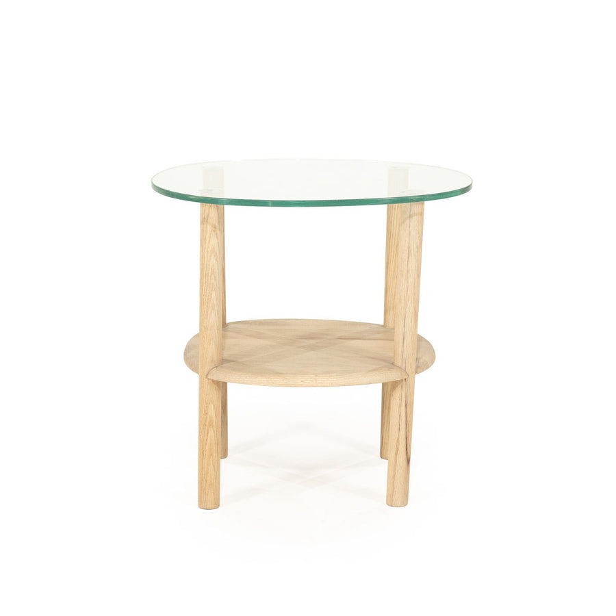 Bijzettafel Cleo – eikenhout & glas naturel