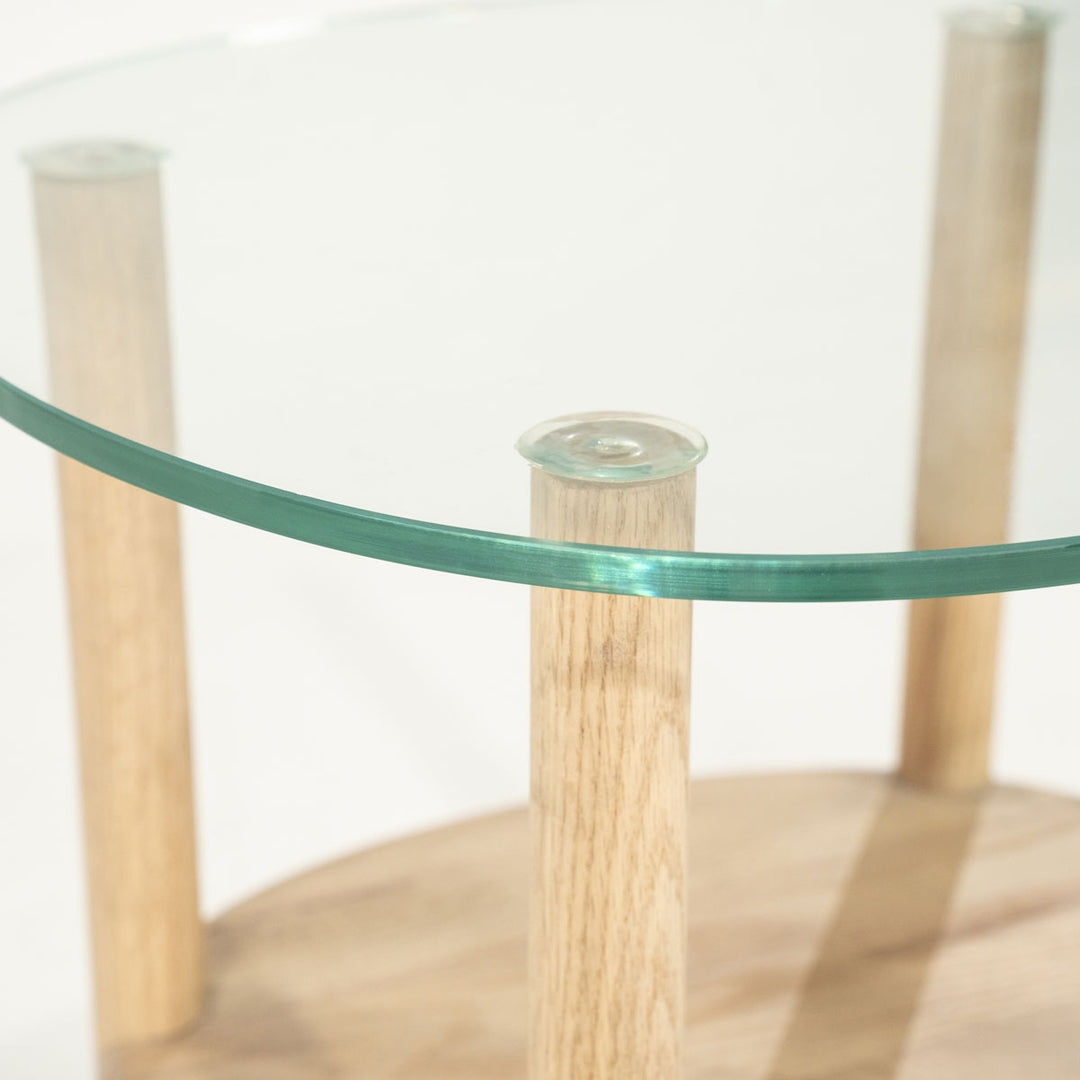 Bijzettafel Cleo – eikenhout & glas naturel