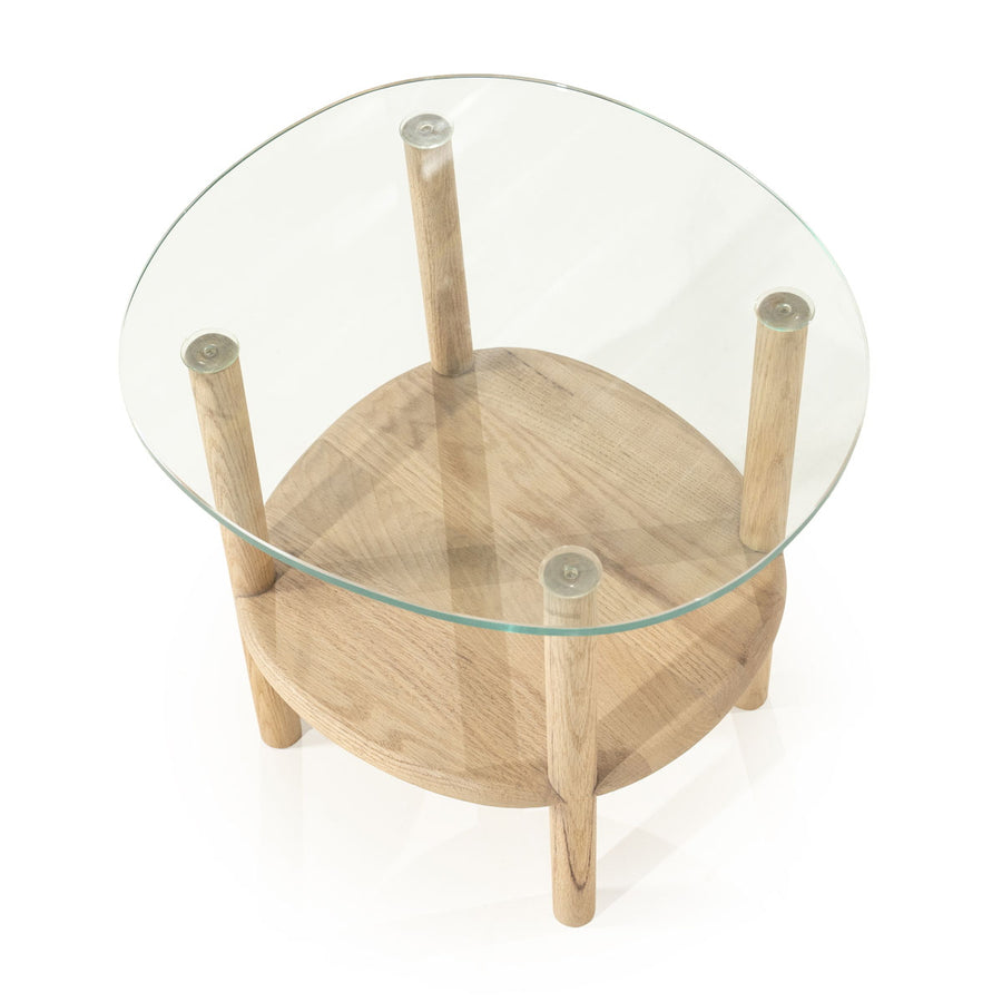 Bijzettafel Cleo – eikenhout & glas naturel