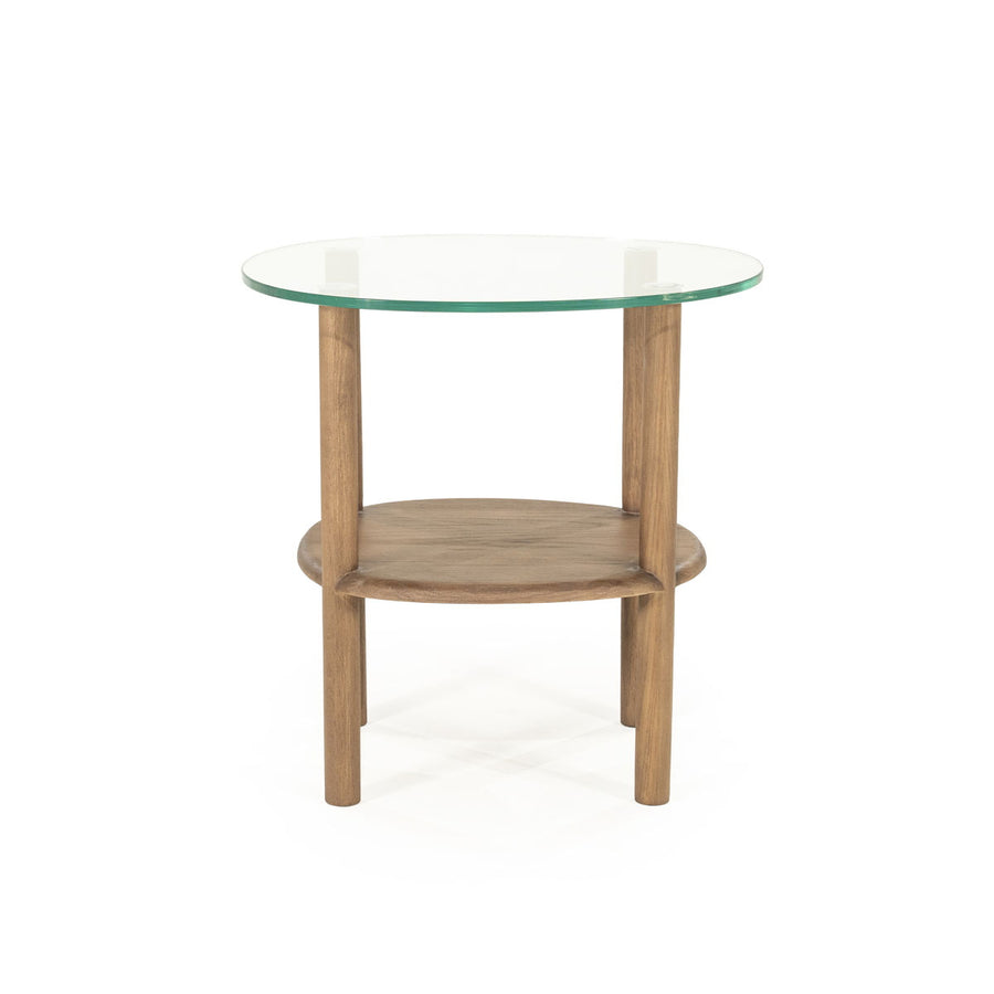 Bijzettafel Cleo – eikenhout & glas lichtbruin