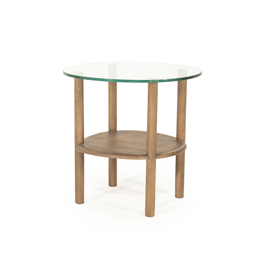 Bijzettafel Cleo – eikenhout & glas lichtbruin