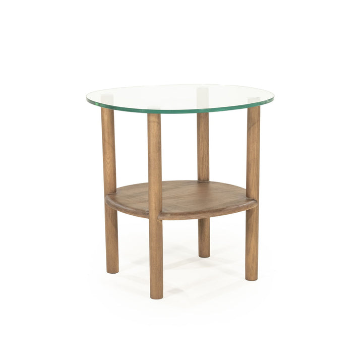 Bijzettafel Cleo – eikenhout & glas lichtbruin