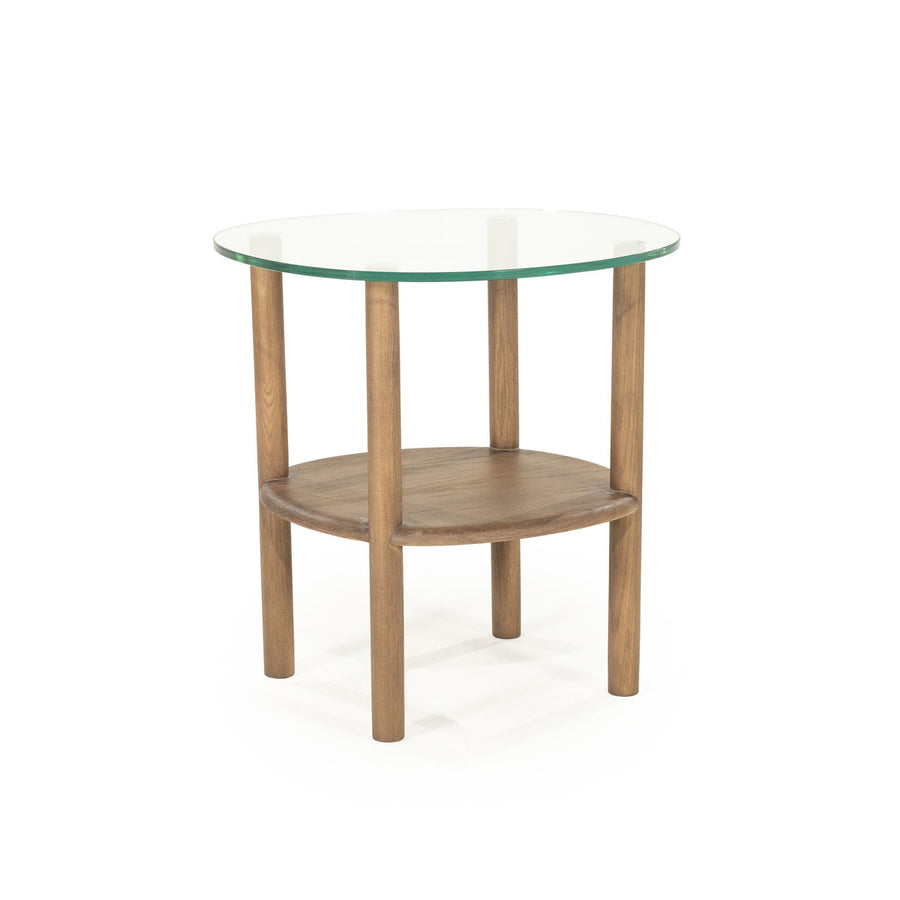 Bijzettafel Cleo – eikenhout & glas lichtbruin