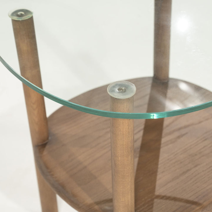 Bijzettafel Cleo – eikenhout & glas lichtbruin