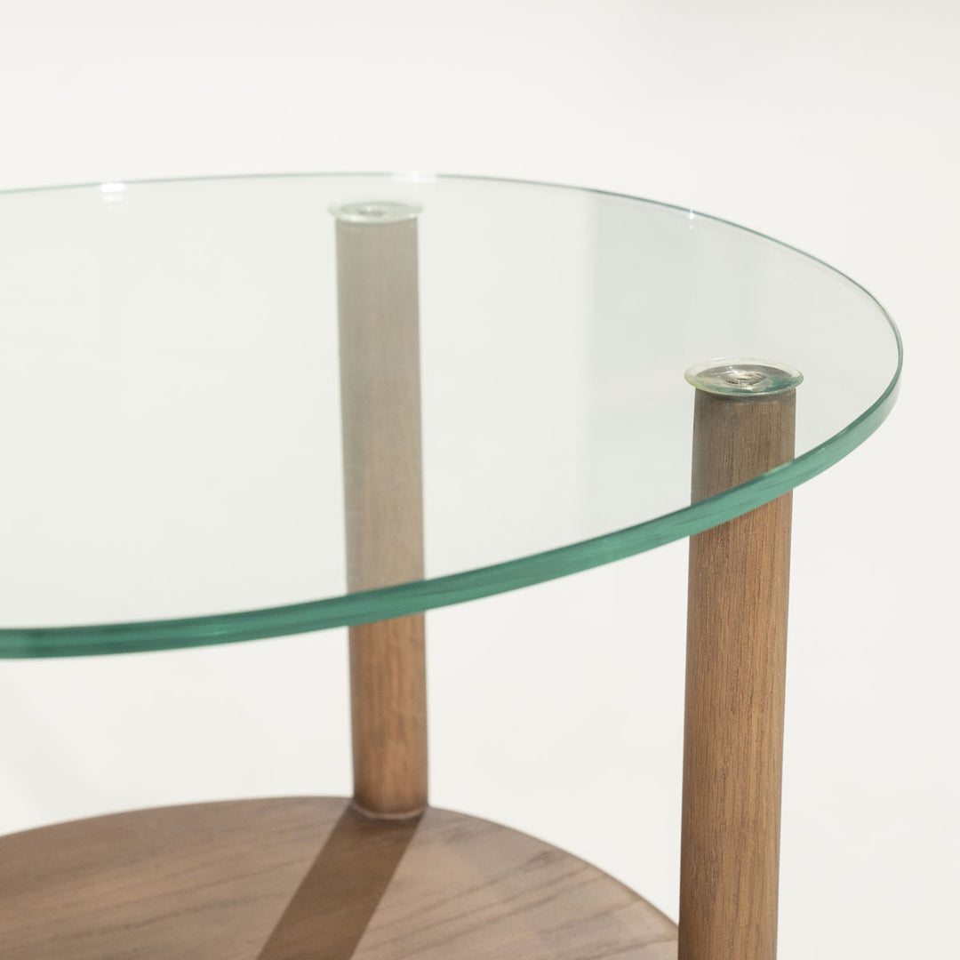 Bijzettafel Cleo – eikenhout & glas lichtbruin