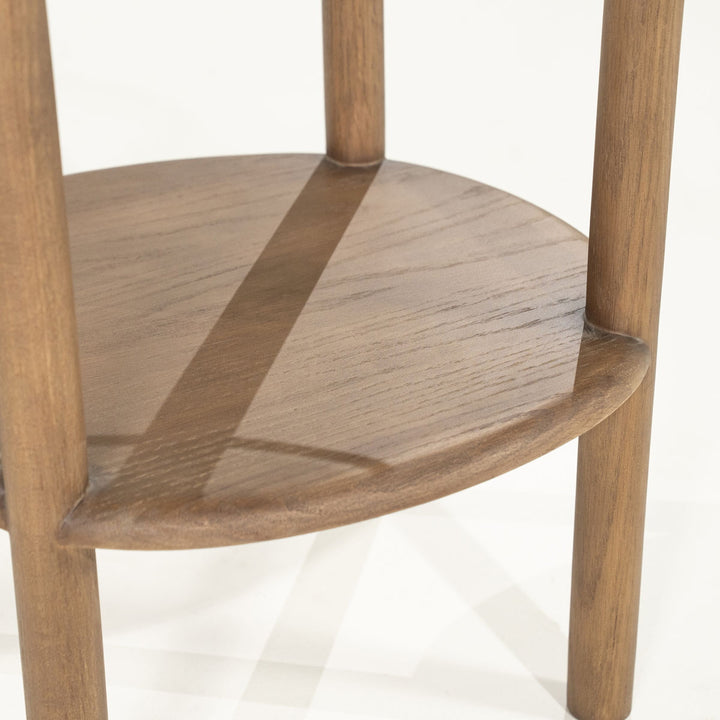 Bijzettafel Cleo – eikenhout & glas lichtbruin