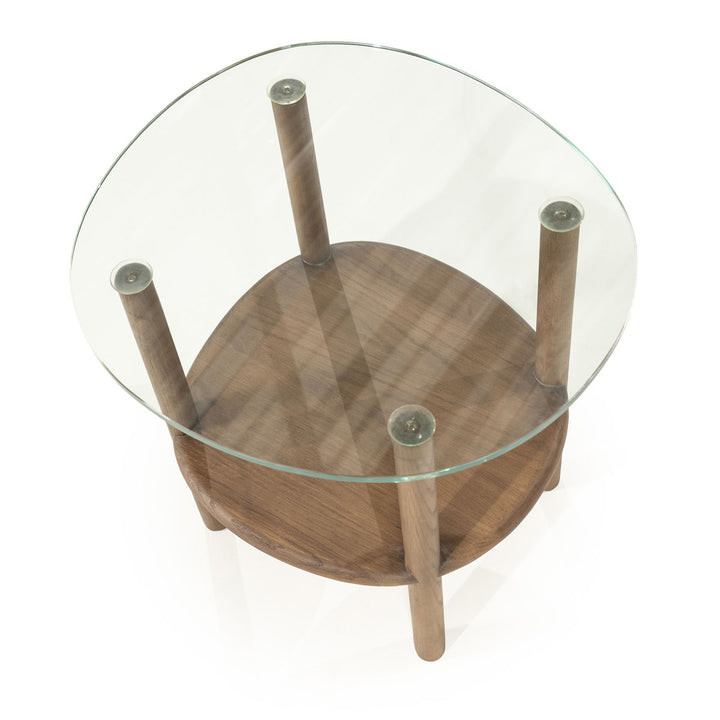 Bijzettafel Cleo – eikenhout & glas lichtbruin