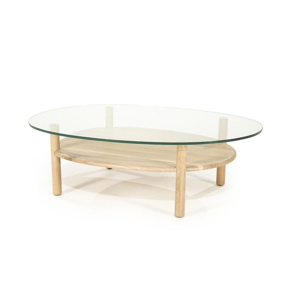 Salontafel Cleo – eikenhout & glas naturel
