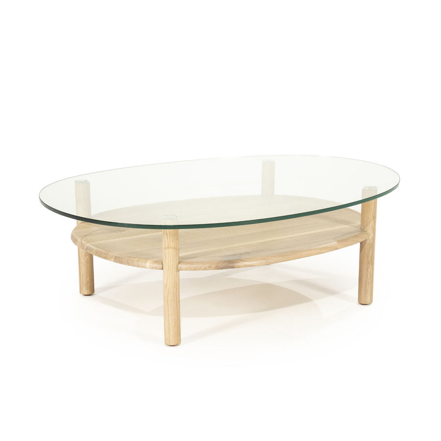 Salontafel Cleo – eikenhout & glas naturel