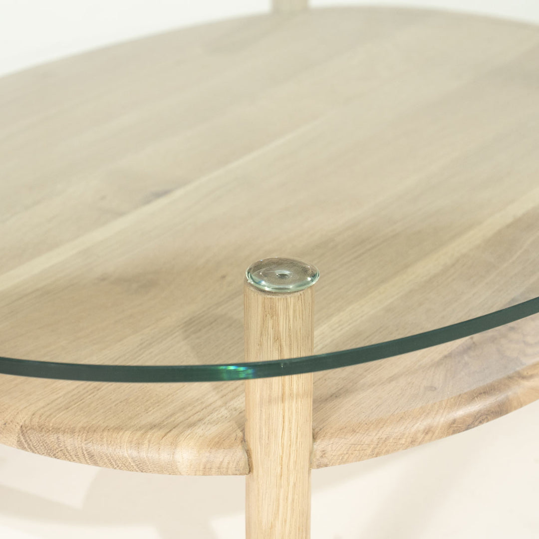 Salontafel Cleo – eikenhout & glas naturel