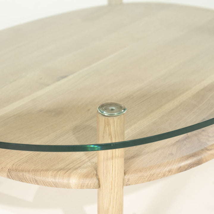 Salontafel Cleo – eikenhout & glas naturel