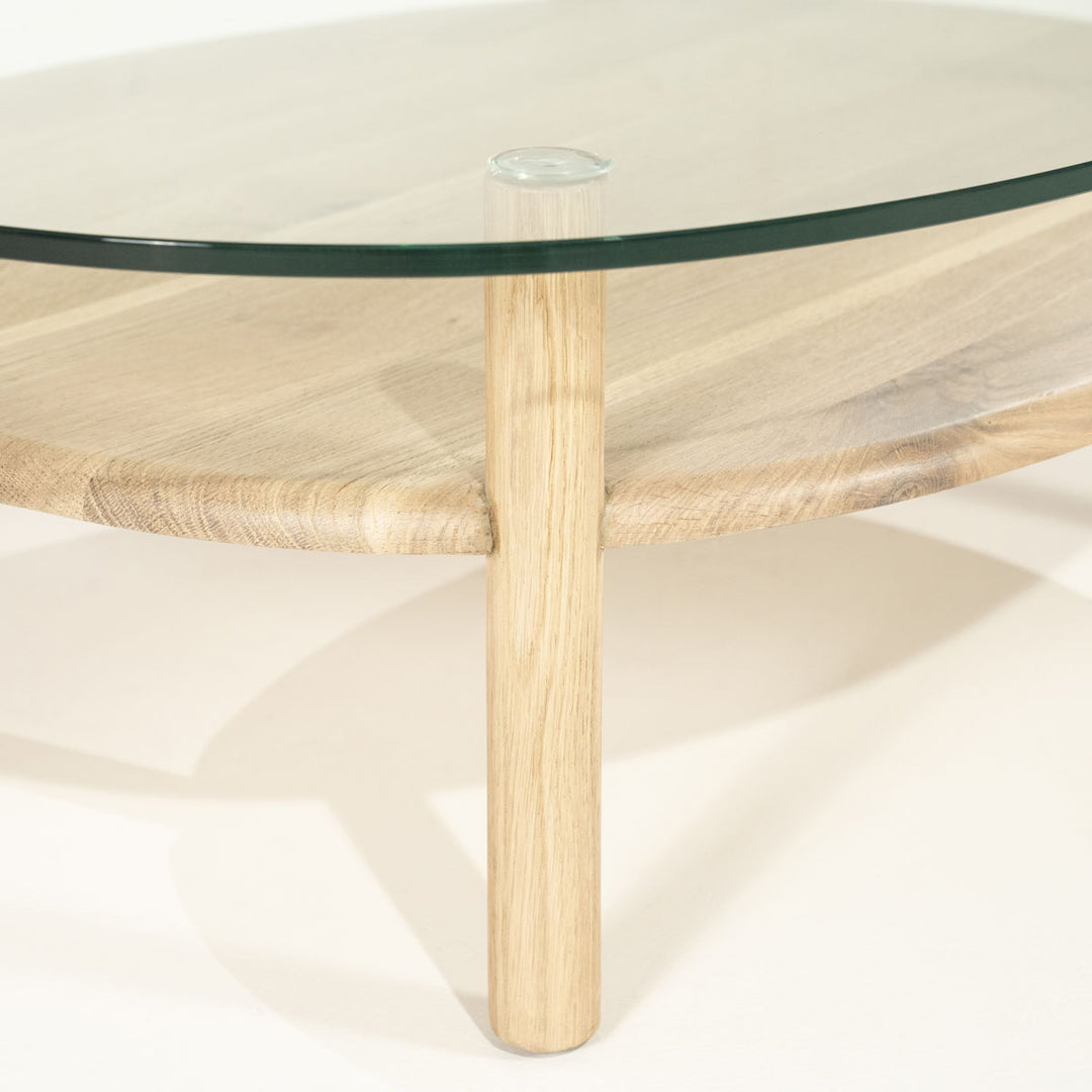 Salontafel Cleo – eikenhout & glas naturel