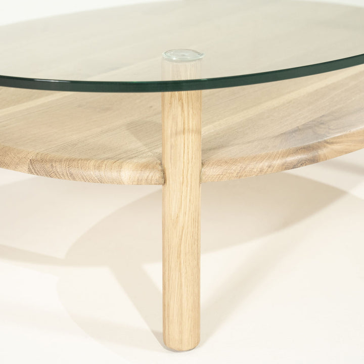 Salontafel Cleo – eikenhout & glas naturel