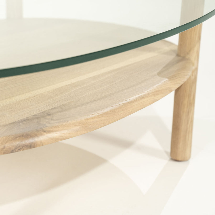 Salontafel Cleo – eikenhout & glas naturel