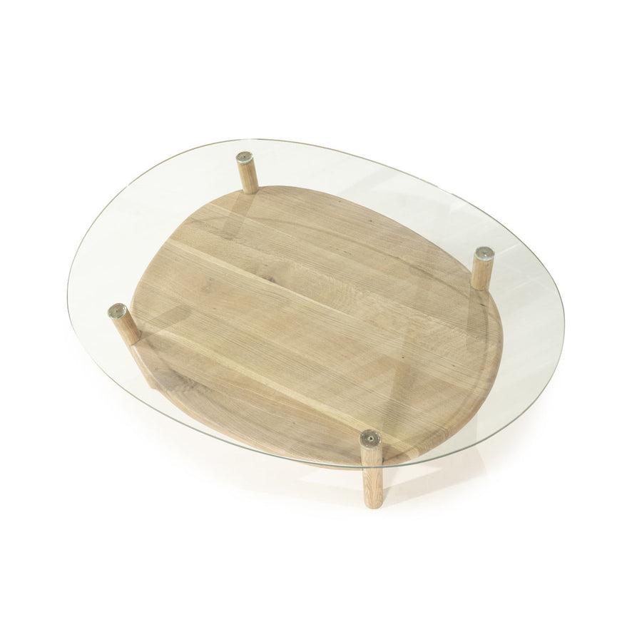 Salontafel Cleo – eikenhout & glas naturel