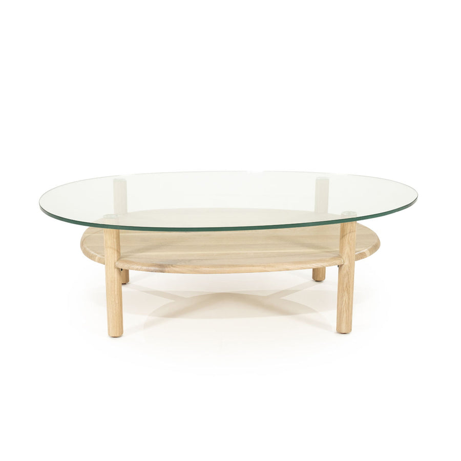 Salontafel Cleo – eikenhout & glas naturel