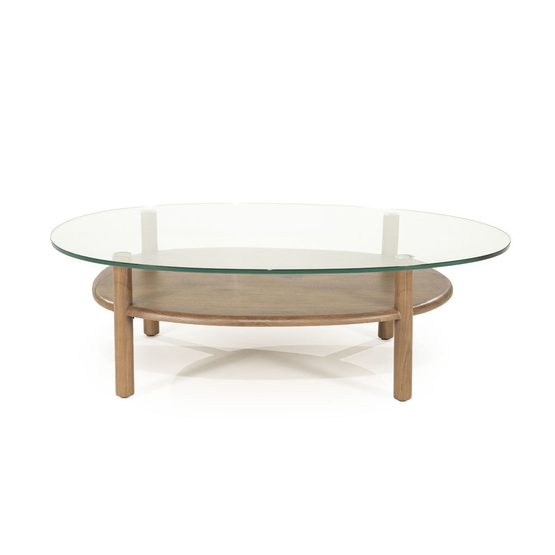 Salontafel Cleo – eikenhout & glas lichtbruin