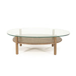 Salontafel Cleo – eikenhout & glas lichtbruin
