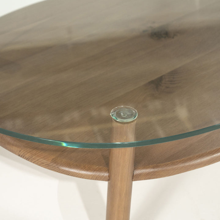 Salontafel Cleo – eikenhout & glas lichtbruin