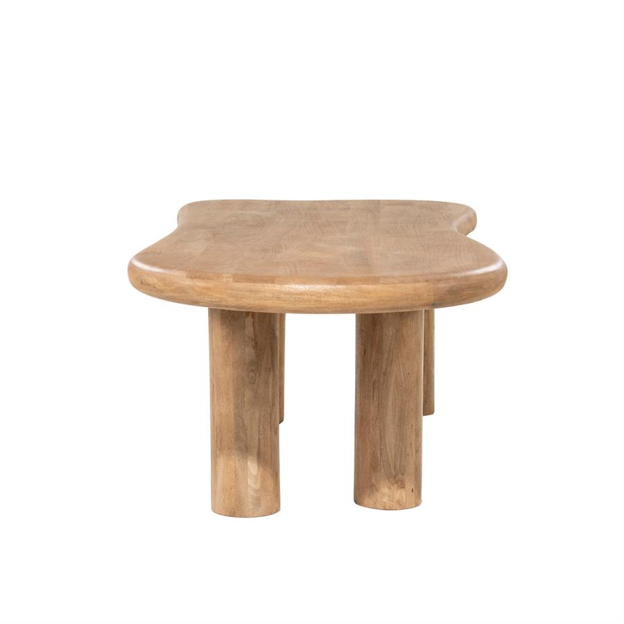Eettafel Nigel detail van het gelakte mangohout