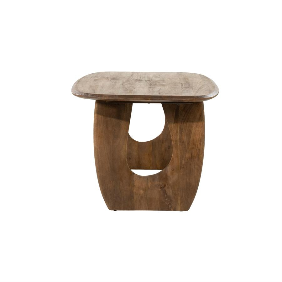 Eettafel Phoebe detail van het gelakte mangohout