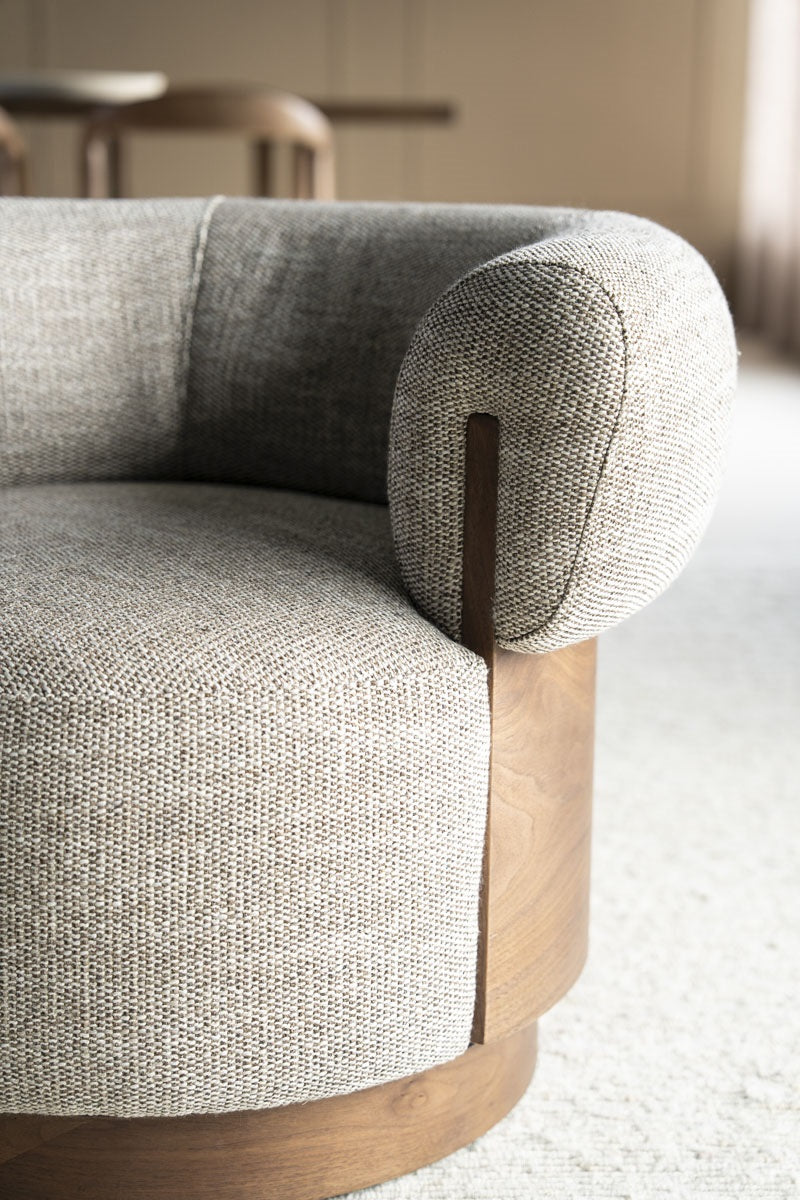 Fauteuil Nila bruin – stof, foam & hout taupe Vanu