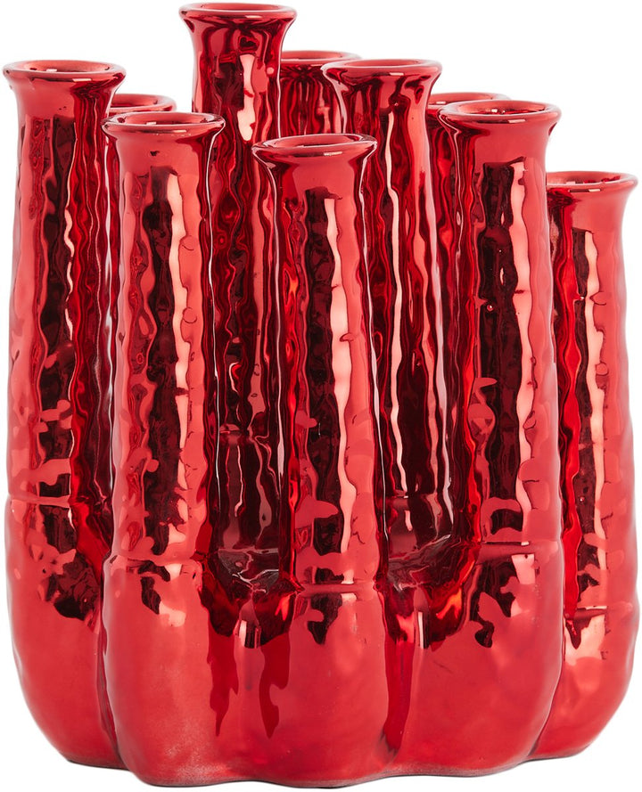 Kerst Vaas LEANJA – Keramiek Metallic Rood | 20x15x24 & 25x17x30 cm