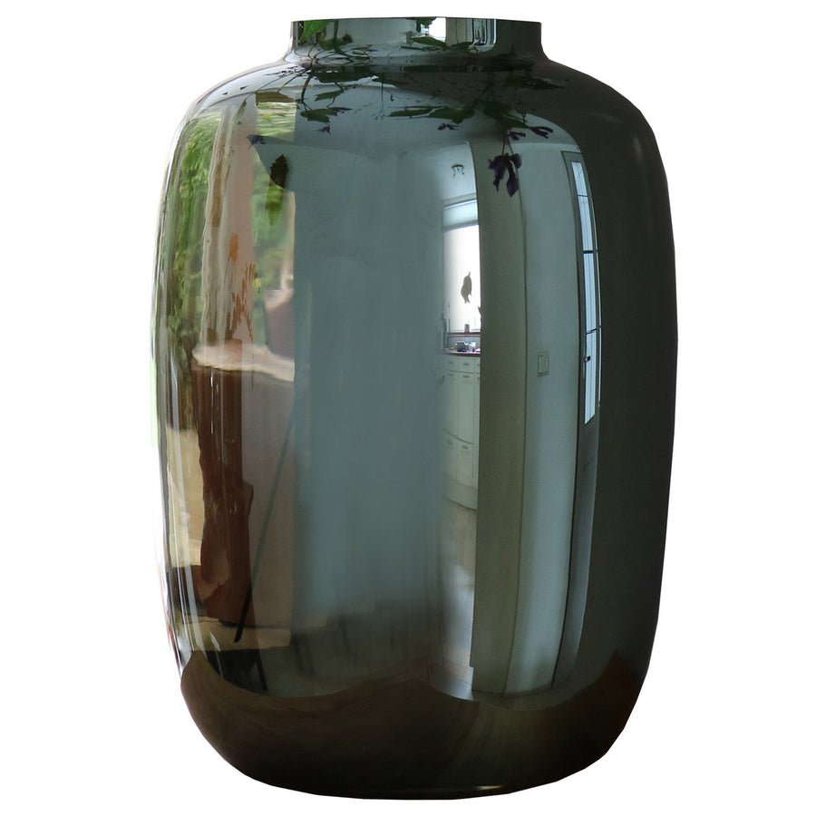 Zilveren glazen vaas – Spiegelend design, mondgeblazen Ø21/Ø25 cm