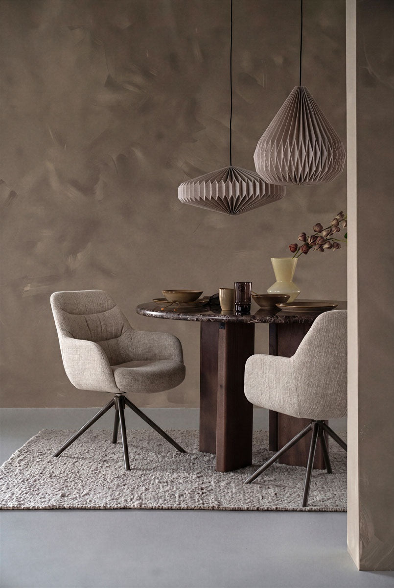 Stoel Sepp – stof, foam & staal taupe Veso