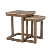 Bijzettafel set Nordin – mangohout & Emperador marmer