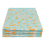 Theedoeken luipaard turquoise oranje set van 6