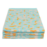 Theedoeken set van 6 katoen 50x70 cm – VAAT Leopard turquoise/oranje