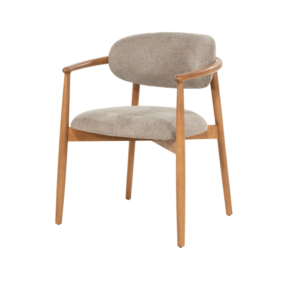 Stoel Roy – essenhout & stof taupe Dune