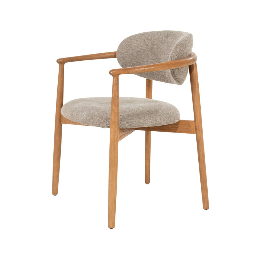 Stoel Roy – essenhout & stof taupe Dune