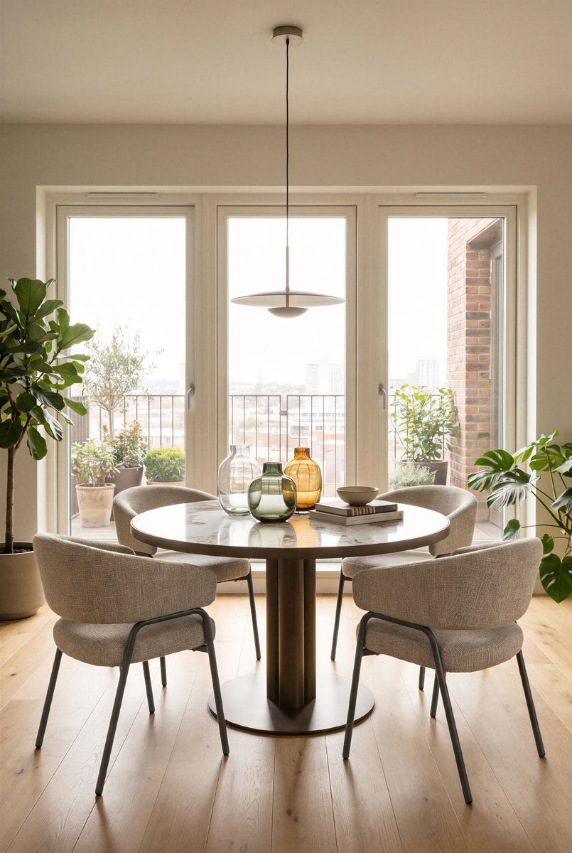 Eettafel Gino – metaal & keramiek