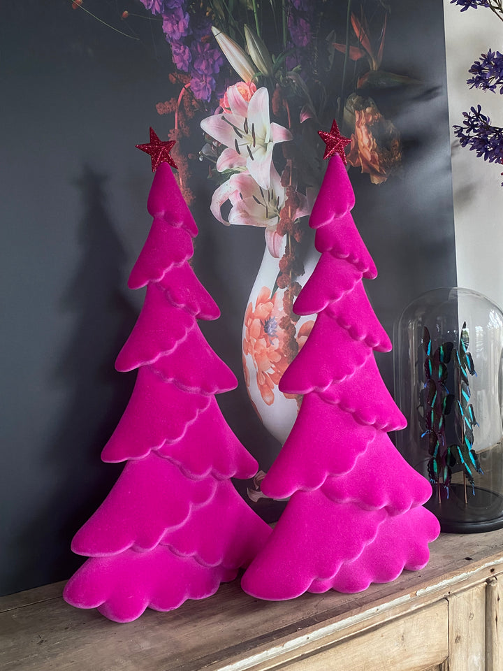 Roze velvet kerstboom 67x34cm