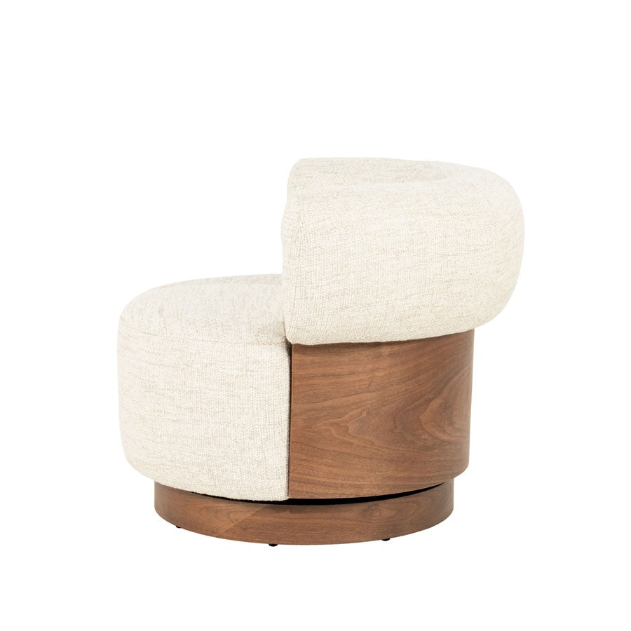 Fauteuil Nila bruin – stof, foam & hout beige Vanu
