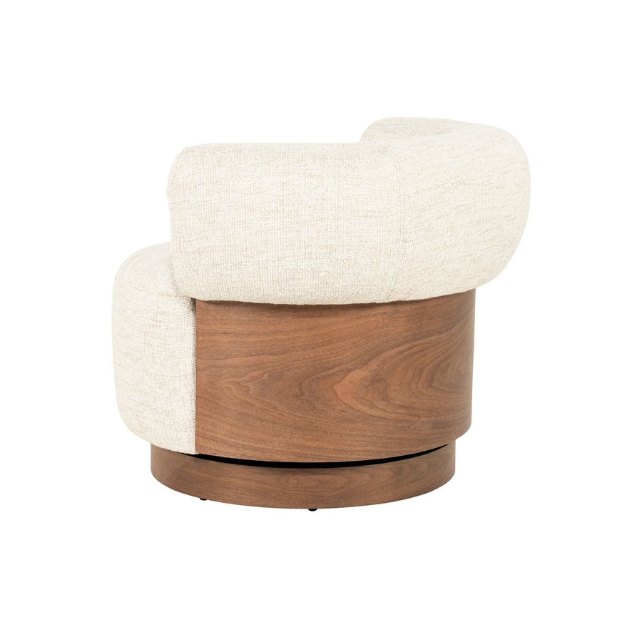 Fauteuil Nila bruin – stof, foam & hout beige Vanu