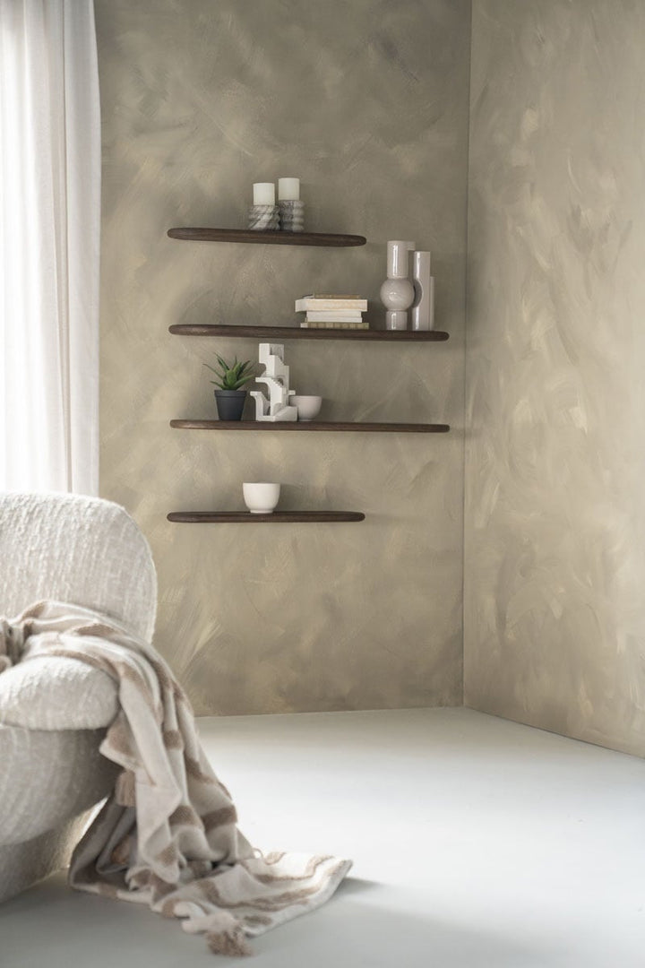 Set van 3 Wandplanken – Walnoot, Zwart &amp; Blank