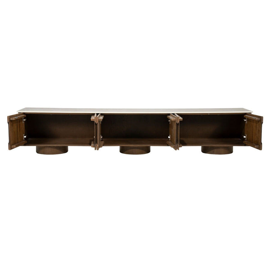 TV-meubel Leandro 250 cm 6 deuren – eikenfineer & keramiek