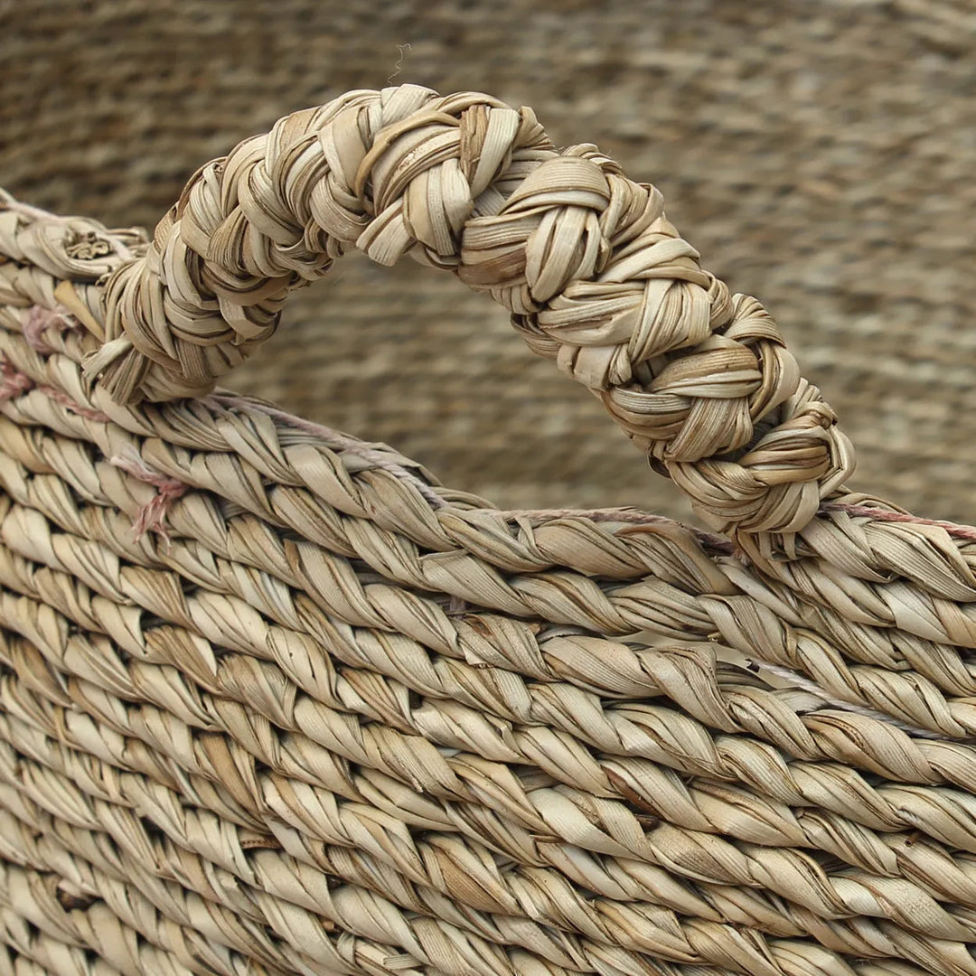 Zeegras Mand met 4 Handvatten – Les Quatre Mains – Naturel – Maat L