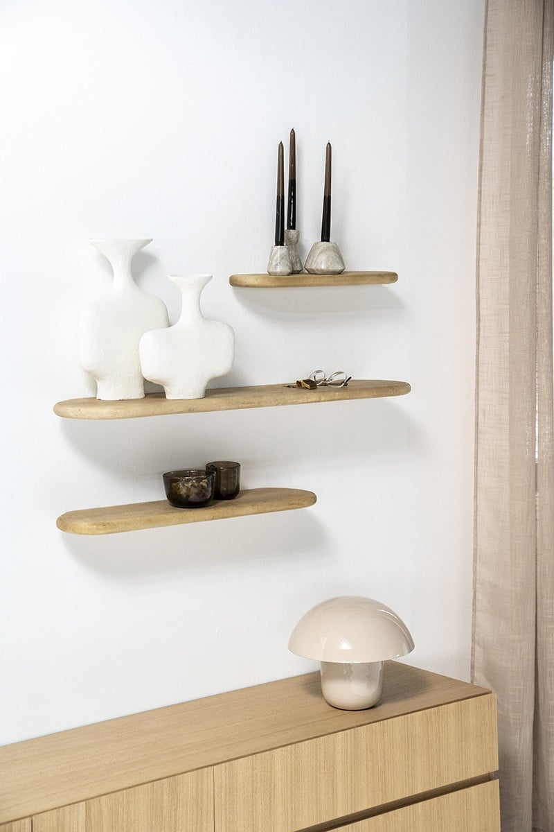 Set van 3 Wandplanken – Walnoot, Zwart &amp; Blank
