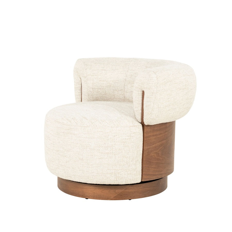 Fauteuil Nila bruin – stof, foam & hout beige Vanu