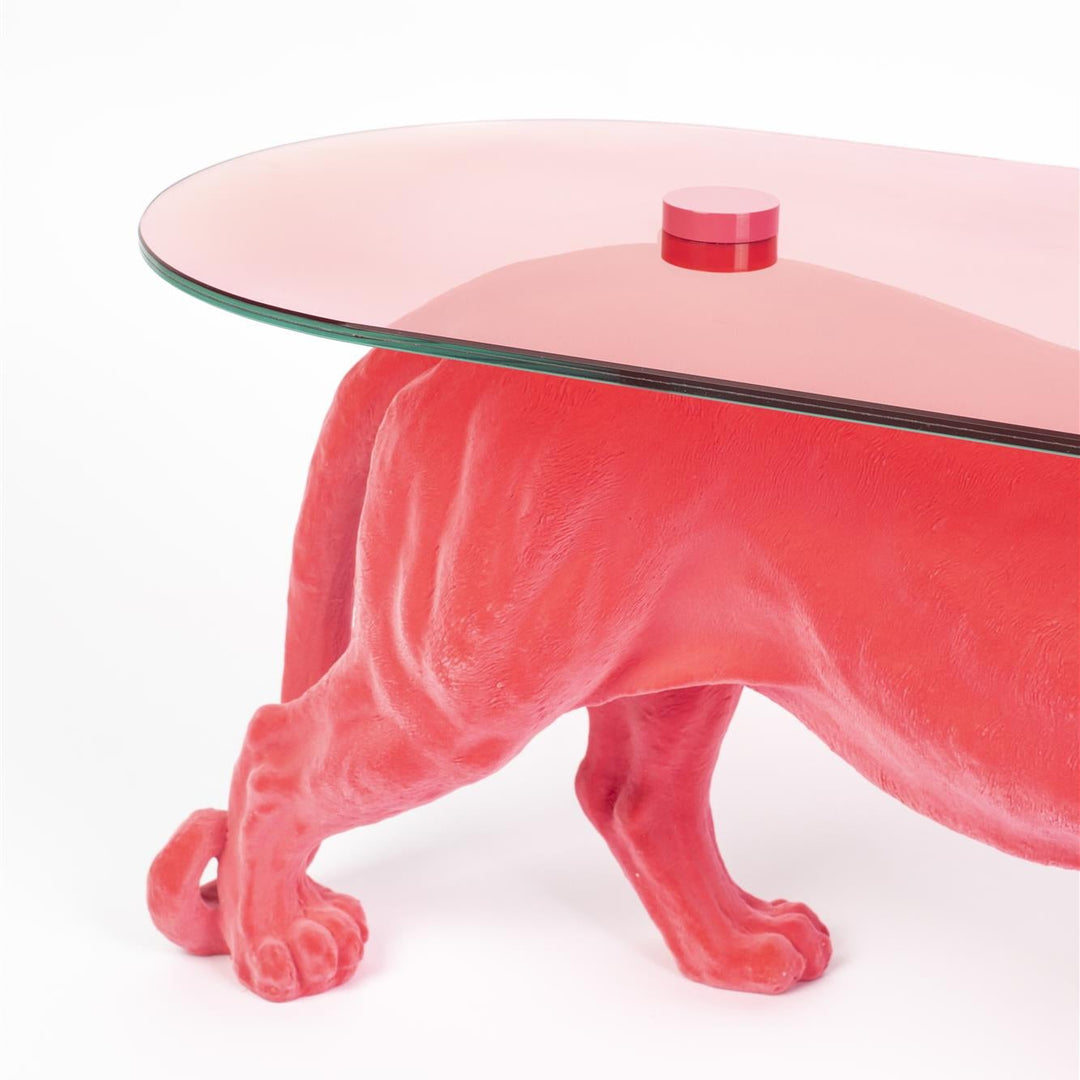 Bold Monkey Dope As Hell Salontafel Roze – Panter Design met Glazen Blad