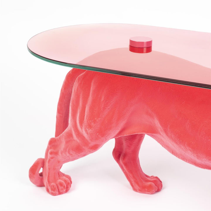 Bold Monkey Dope As Hell Salontafel Roze – Panter Design met Glazen Blad