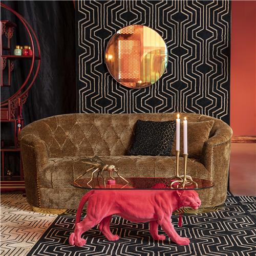 Bold Monkey Dope As Hell Salontafel Roze – Panter Design met Glazen Blad
