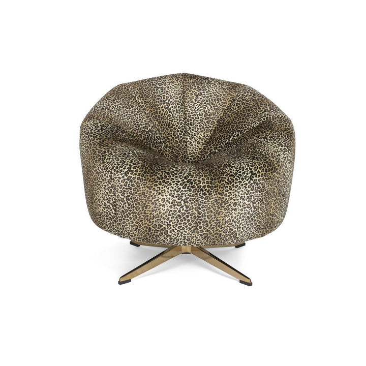 Bold Monkey Loungestoel met Panterprint – Fluwelen Draaifauteuil Design