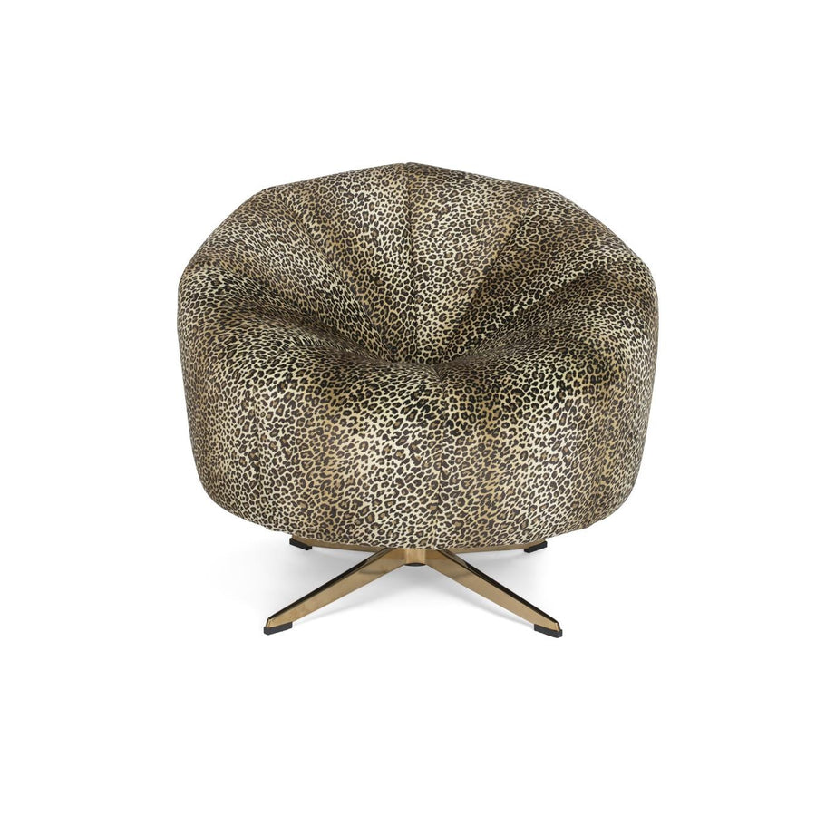 Bold Monkey Loungestoel met Panterprint – Fluwelen Draaifauteuil Design