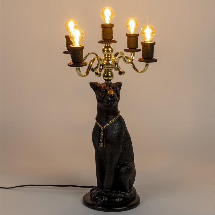 Zwarte Panter Vloerlamp – Bold Monkey Design Lamp met Gouden Details