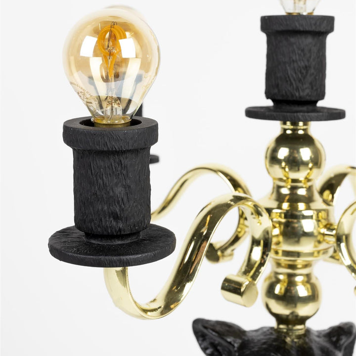 Zwarte Panter Vloerlamp – Bold Monkey Design Lamp met Gouden Details
